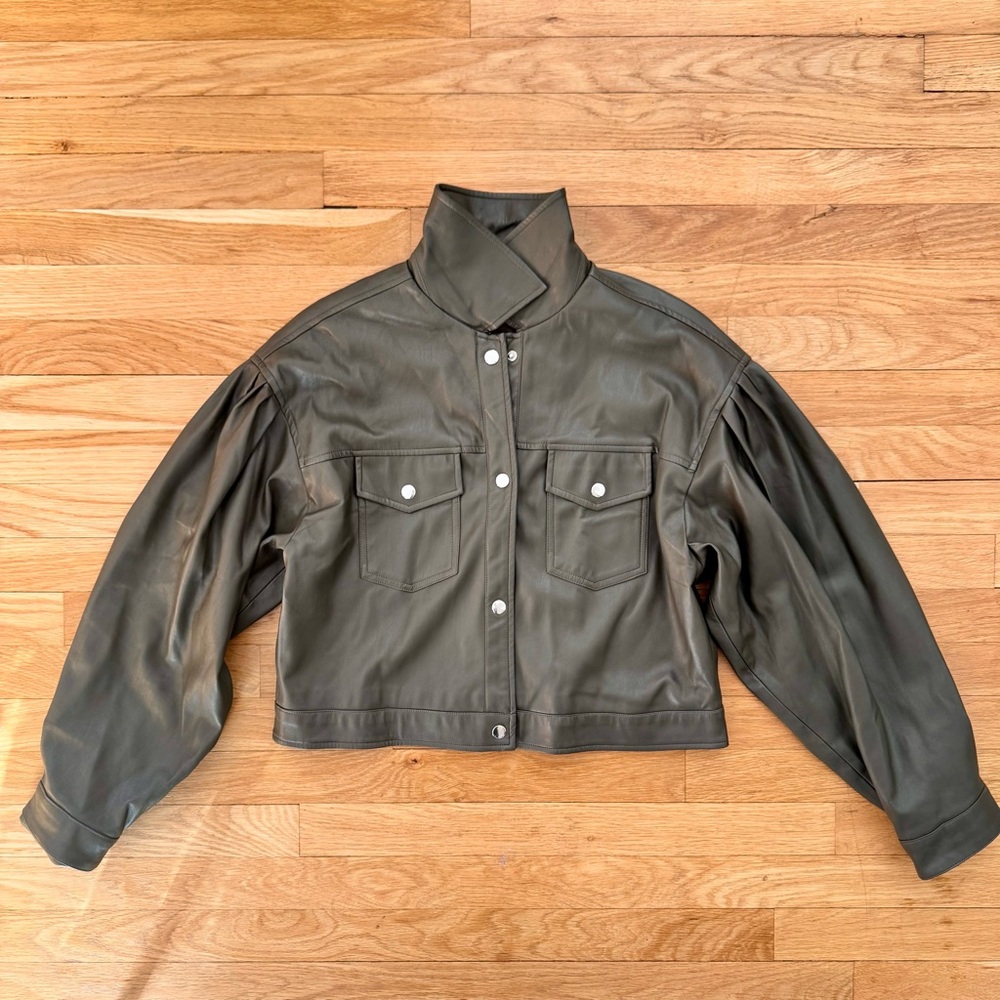 Tahari Bomber Jacket Olive Green